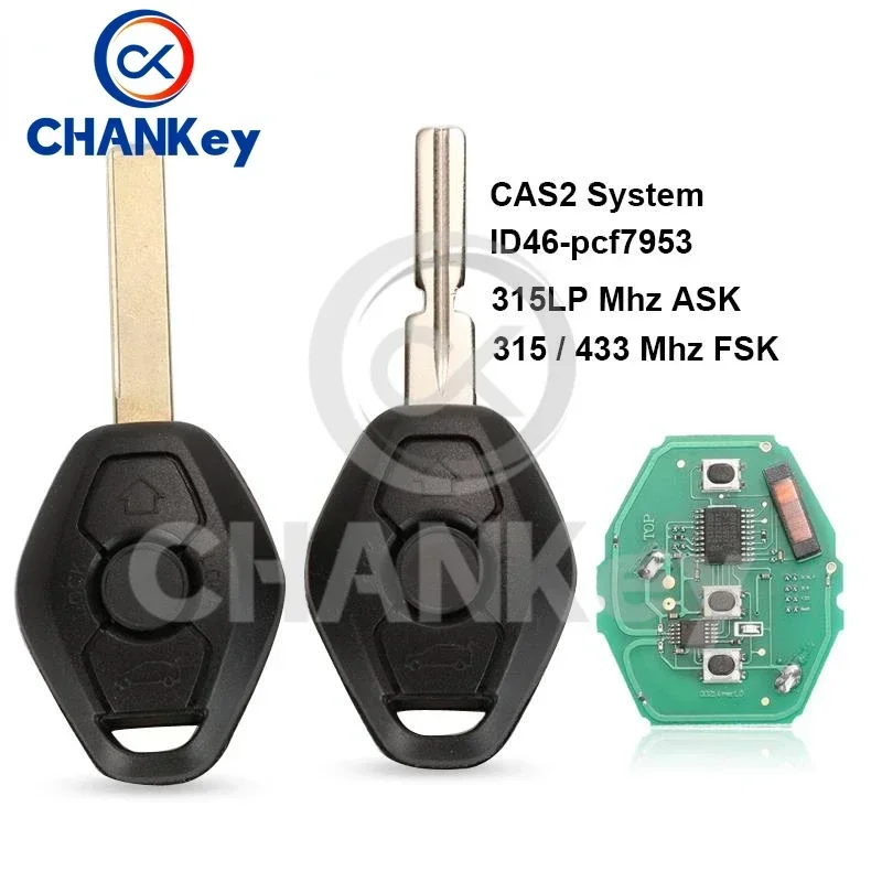 CHANKey CAS2 System Car Remote Key For BMW 3/5 7 Series 315/433/868 Mhz With ID46-7953 Chip HU58 HU92 Blade