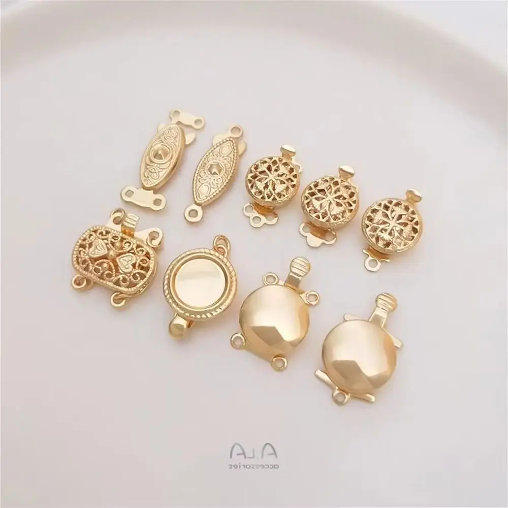 

14K Gold Plated Pearl necklace ending buckle multi hanging flower shaped connection buckle diy first accessories