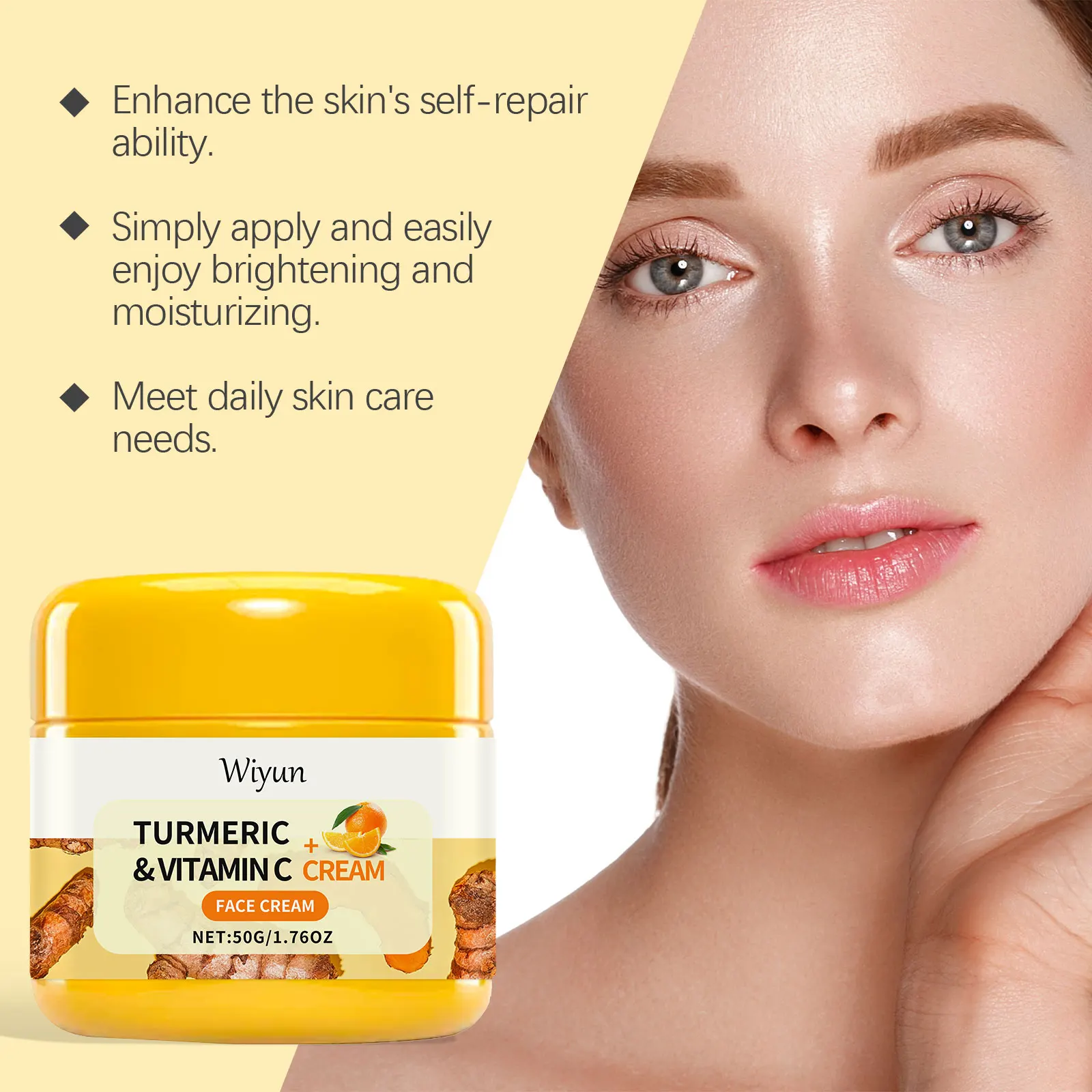 الكركم اشراق كريم تتلاشى البقع الداكنة إزالة التصبغ السلس الخطوط الدقيقة تفتيح رفع ترطيب VC كريم وجه