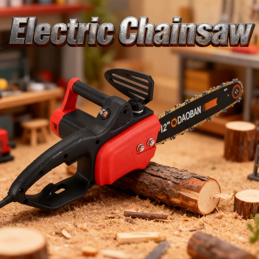 

Electric Chainsaw 220V Corded Felling Saw Handheld Woodworking Chainsaw Household Cutting Saw Lightweight Tree Trimming Chainsaw