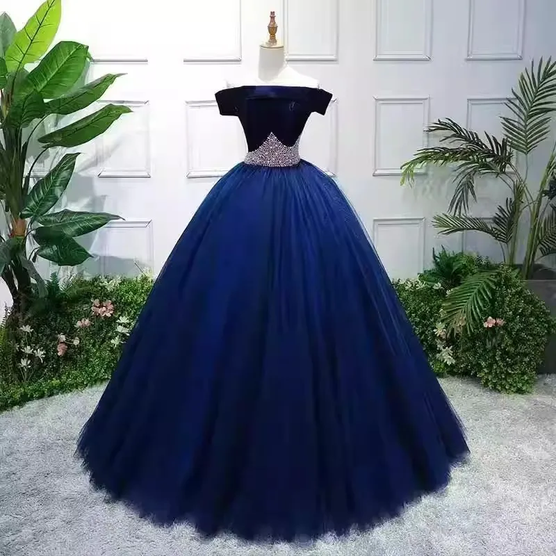 2025 novo banquete de verão feminino um ombro malha vestido de noite moda palco fio colorido reunião anual grande exibição vestido