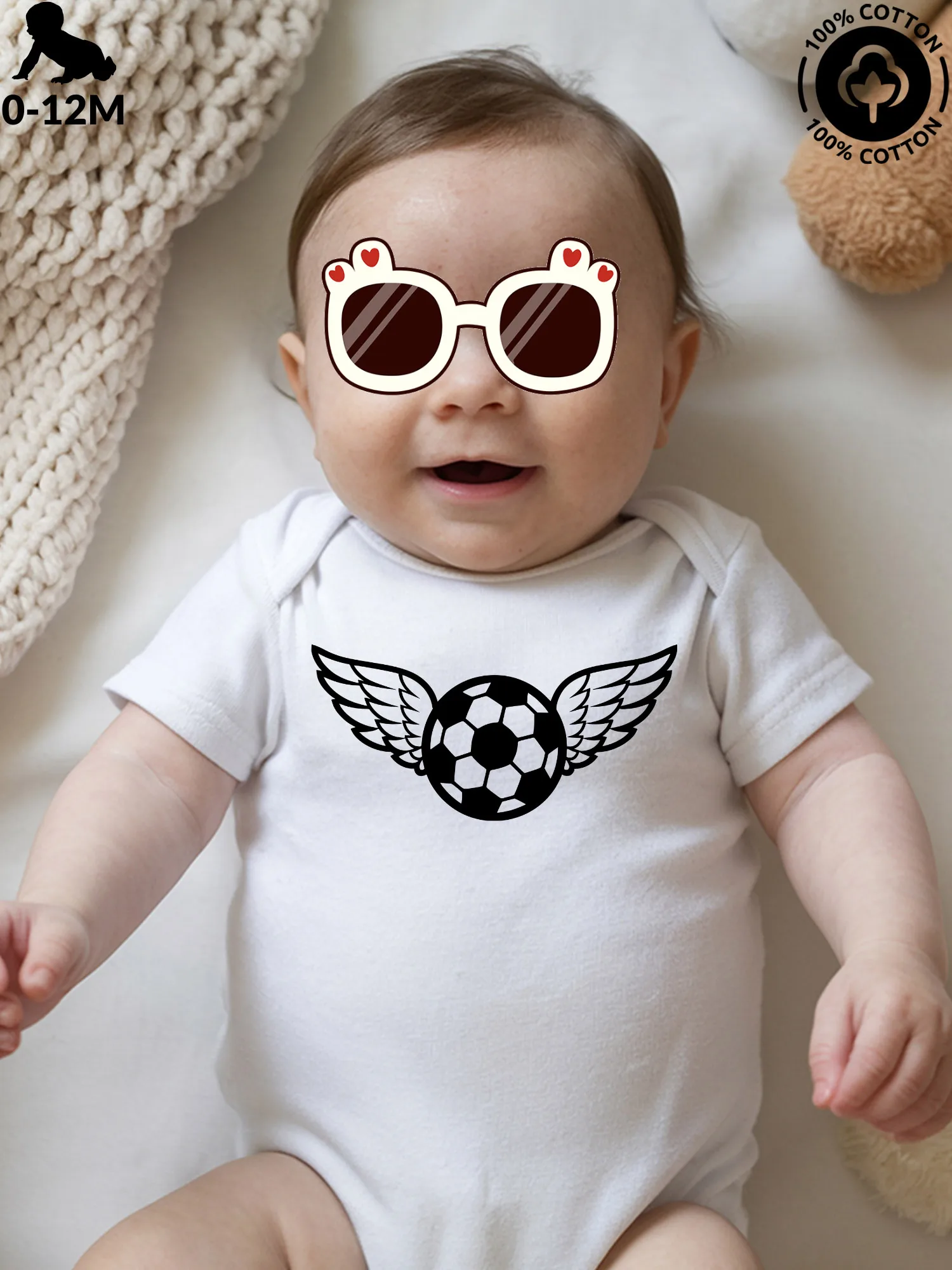 

Детский комбинезон унисекс Football With Wings, из чистого хлопка, мягкий, всесезонный, белый, 190 г/м²