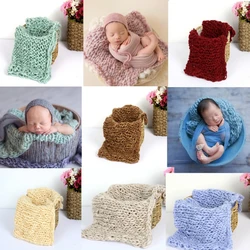 50*50cm Newborn Photography Props Blanket Crochet Background Posing Mat Baby Photo Shoot Basket Accessories Photography Studio