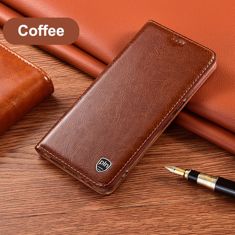 Cowhide Genuine Leather Case For XiaoMi Redmi Note 9 9s 9T 8 8T 7 6 5 4 4X Pro Max Magnetic Flip Cover