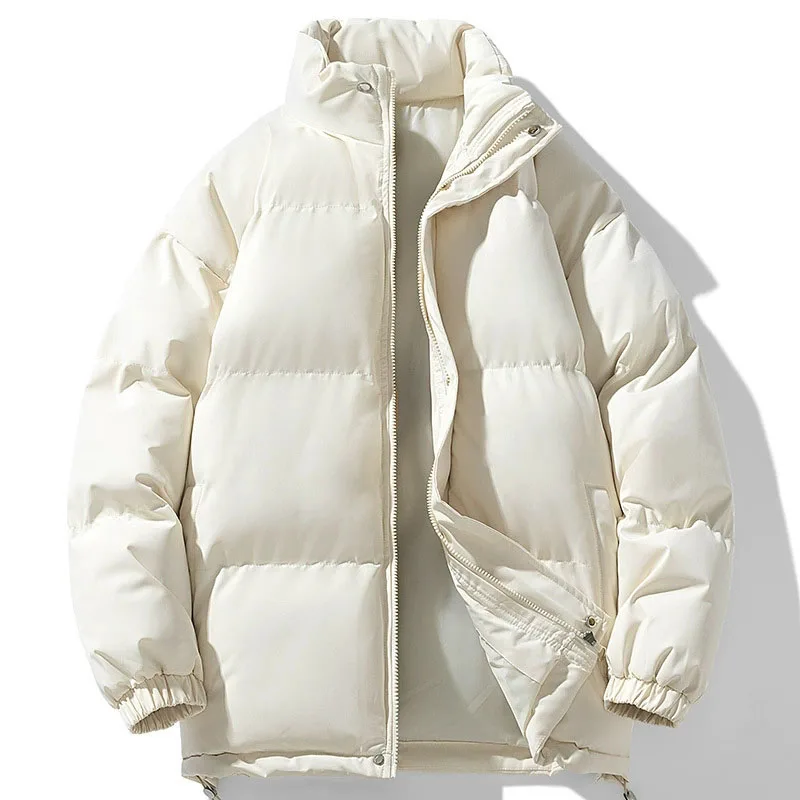 Men's Stylish Winter Parkas Casual Zipper Pockets Adjustable Drawstring Down Cotton Jacket Heavy-Duty Thickened Warm Parka Coats - Image 3