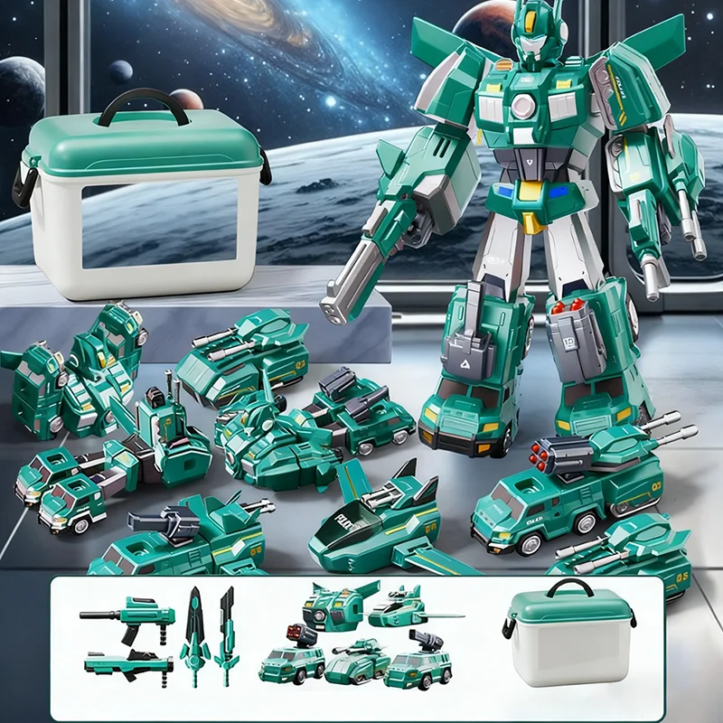 9 في 1 لعبة سيارة وروبوت متحولة مغناطيسية للأطفال، لعبة تجميع السيارة المغناطيسية للأولاد، لعبة تجميع الكتلة، روبوت تشوه #1