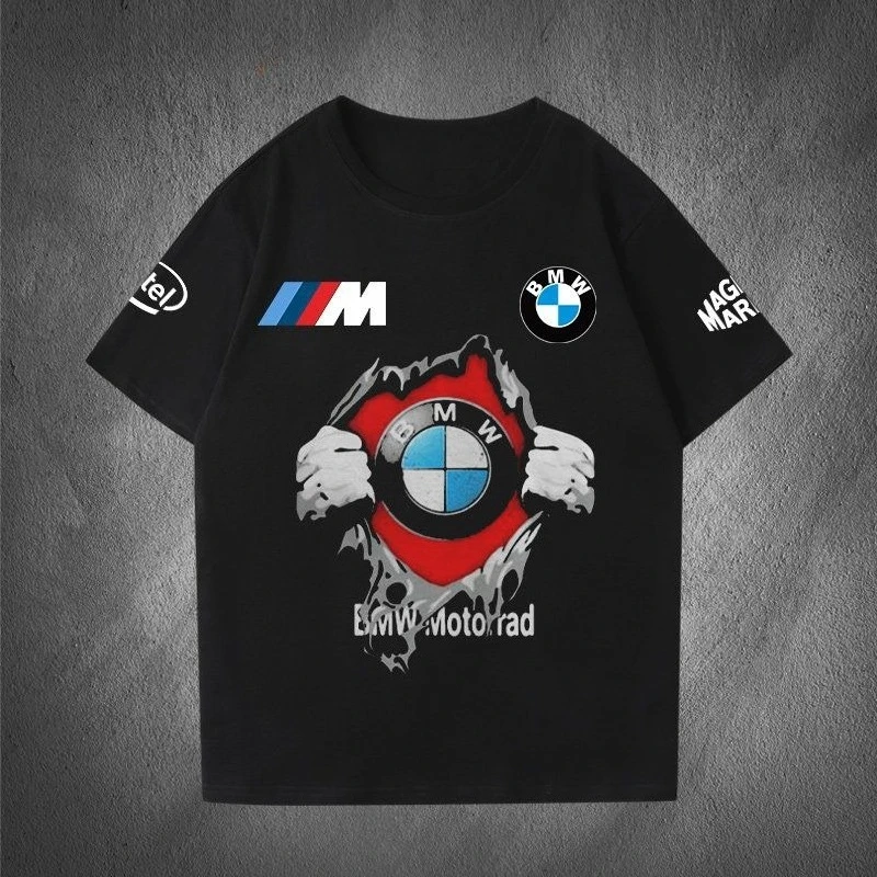 

Футболка с мотоциклетным принтом, мужская рубашка BMW Motorcycle Culture, футболка с коротким рукавом, мужская трендовая брендовая индивидуальная мода