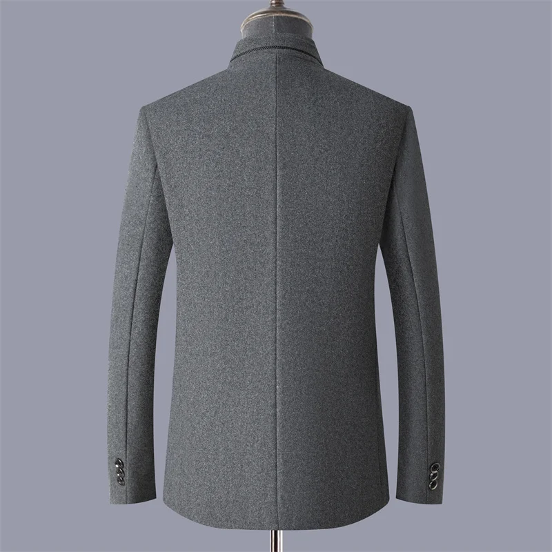 Autumn and winter woolen coats, men's young and middle-aged woolen jackets, stand-up collar woolen overcoats