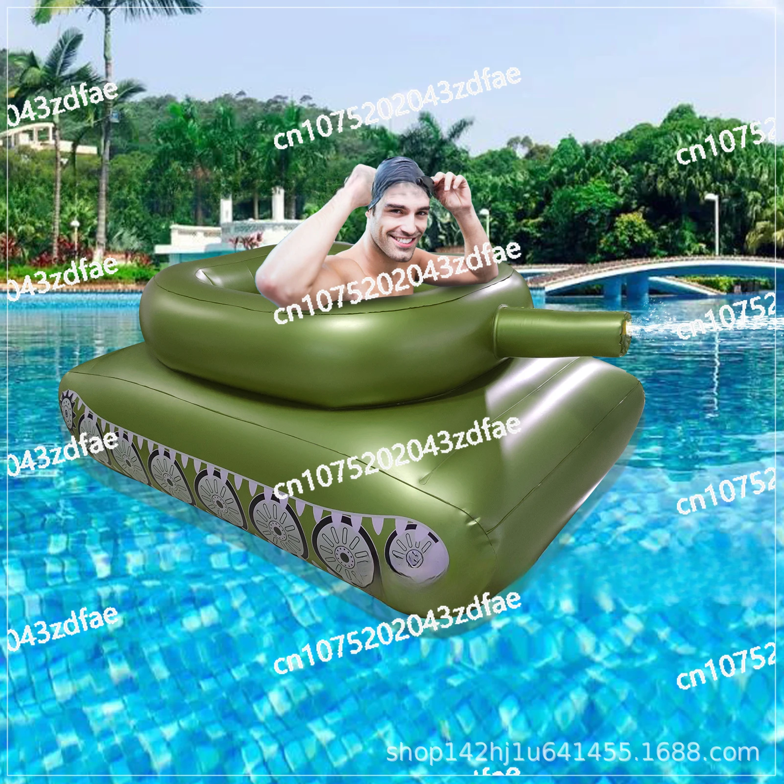 Inflatable water jet tank water battle toy TANK pool party water spray car swimming ring