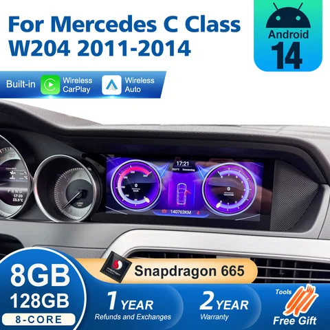 Android 14 Autoradio Carplay För Mercedes C-klass W204 Bil Multimediaspelare Skärm BT WIFI SIM Stereo GPS Navi 10 best sales Mercedes 204 - №7