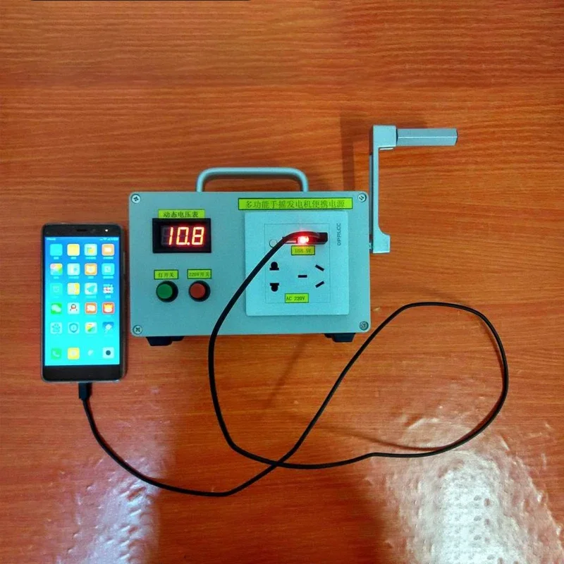 Imagem -06 - Gerador de Manivela Portátil Gerador Manual Tesouro de Carregamento do Telefone Móvel Fonte de Alimentação de Emergência ao ar Livre 220v 12v 5v 30w