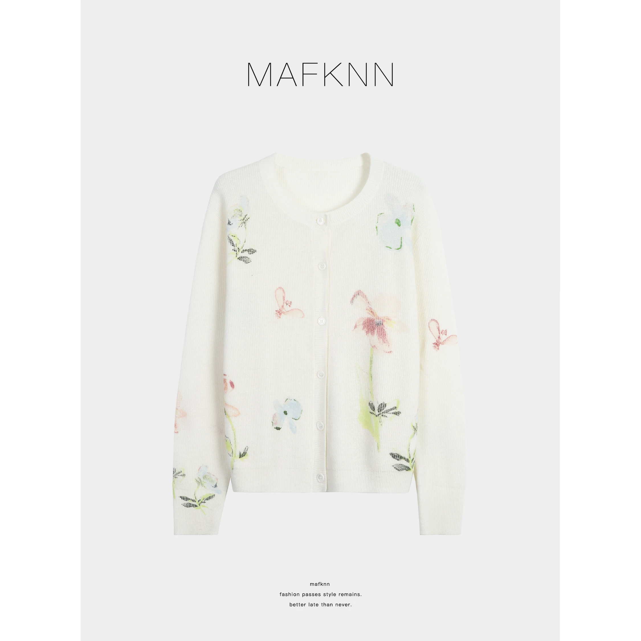 

JoJo Private Collection round Ne Knitwear 30 Silk Tead Oil Painting Texture plus Size Women's Early Spring Slimming Top