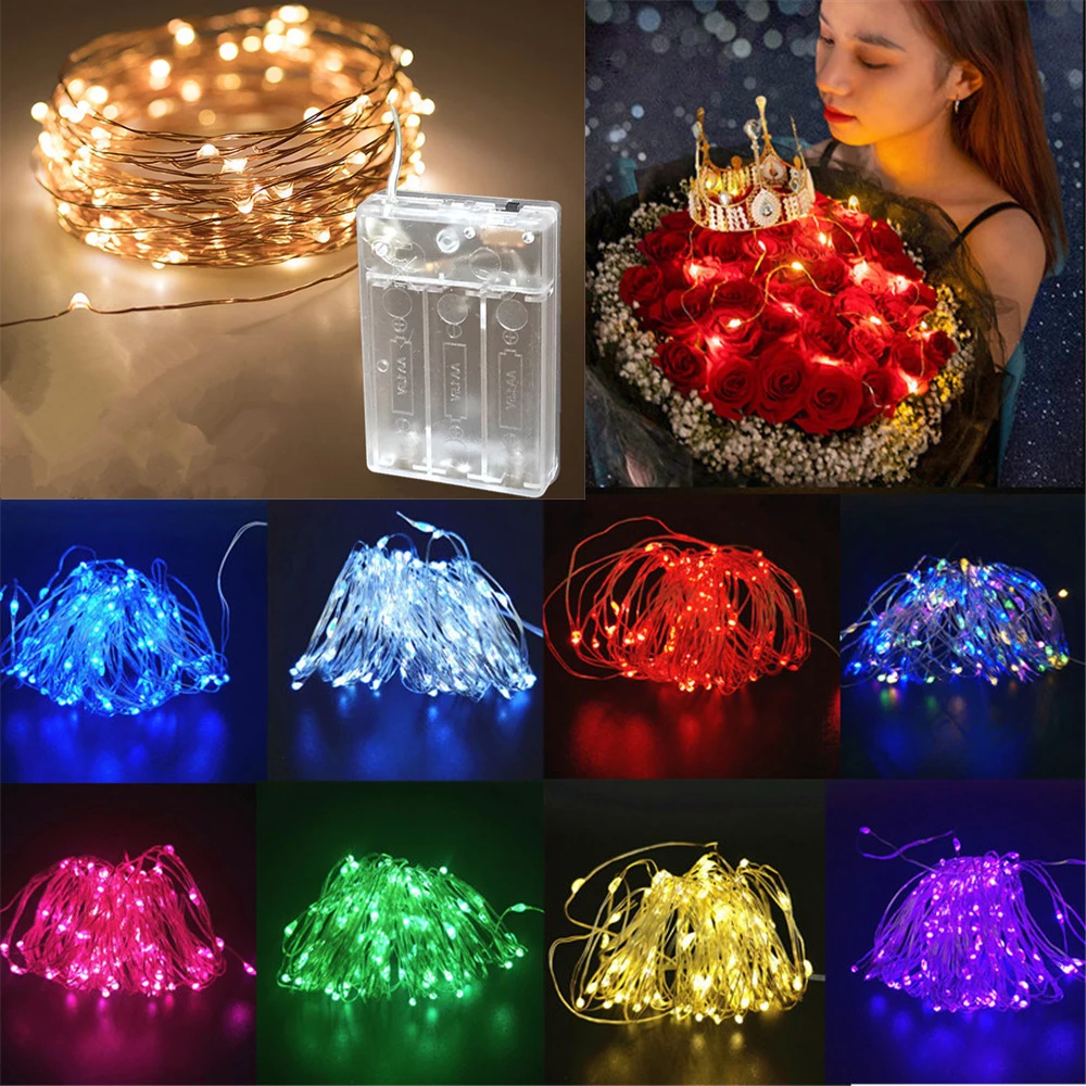 

1-10M Battery Powered LED Fairy Lights Silver Wire String Lights for Garden Wedding Birthday Christmas Halloween Decoration