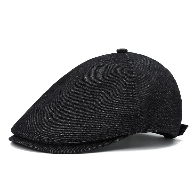 Spring and Summer Solid Denim Newsboy Caps Men Flat Peaked Cap Women Painter Beret Hats 102 image 3