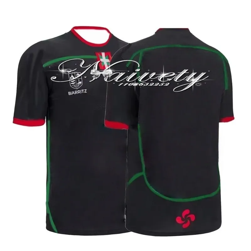 2026 صيف جديد الرجبي تي شيرت للبالغين الأطفال الرجال التدريب التجفيف السريع جيرسي للمراهقين Biarritz مروحة الملابس تي شيرت #4