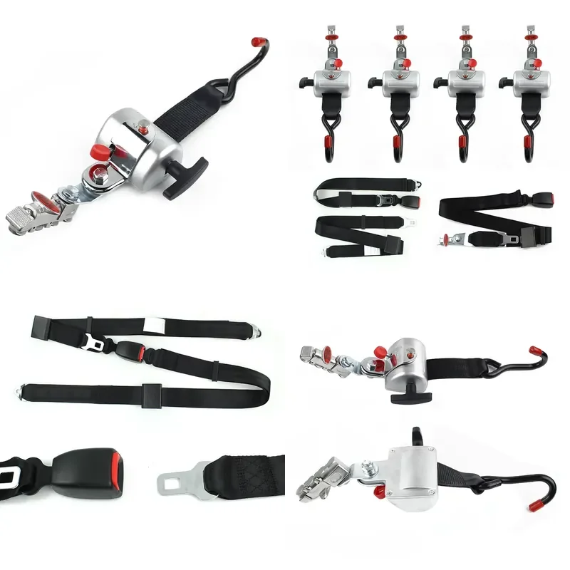 Durable Tie Down Seat Belt Complete Kit Composed of 4 Pcs Retrators +1 Pc Lap Belt + 1 Pc Shoulder Belt