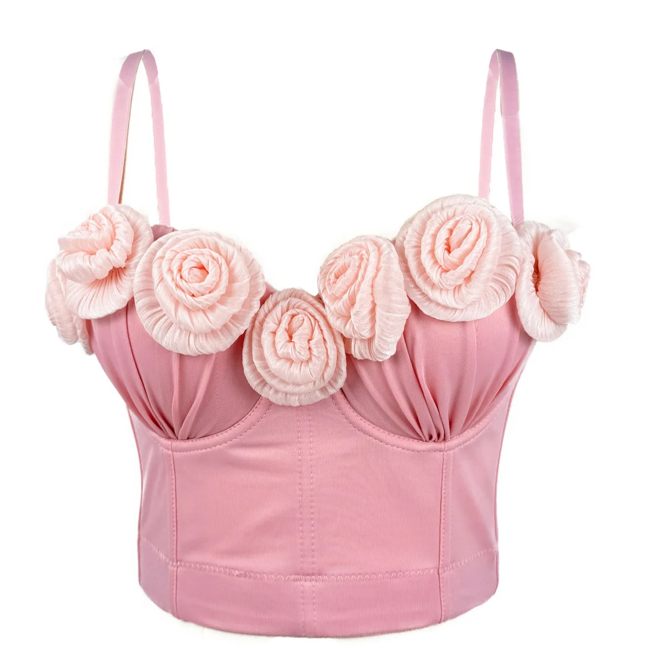 فستان كورسيه مثير بتصميم وردة ثلاثية الأبعاد مع تطريز على شكل هيكل السمكة، ستايل جديد وجذاب، كاميول نسائي، موضة صيف 2024