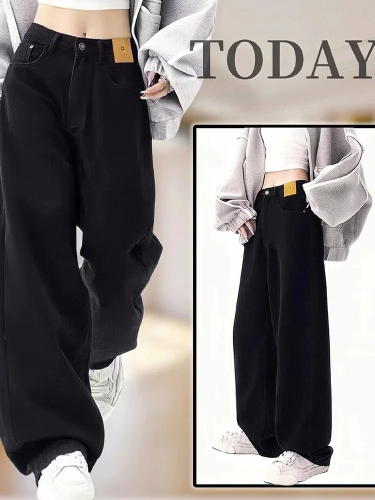 

High Waist Loose Fit Straight Leg Denim Jeans Women's Spring New Style plus Size Comfortable Breathable Slimming Wide Leg Pants