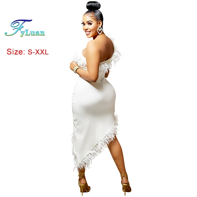 Nuevo un hombro Sexy mujer falda de longitud asimétrica sin mangas borlas decoración ceremonia vestido de niña trajes formales de vacaciones de graduación