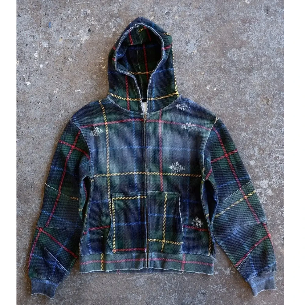 

Fashionable and personalized winter coat cardigan zipper embroidery aesthetic clothing men's and women's hoodie plaid