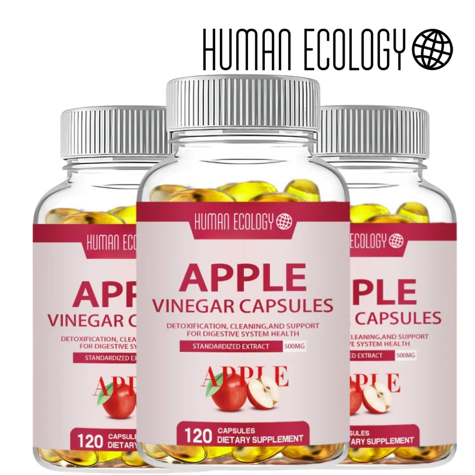 Minch Appelcider Azijn Capsules Max. 400 mg Natuurlijk rauw met kaneel Gember & Cayenne Peper Detox Vitamine C Supplement