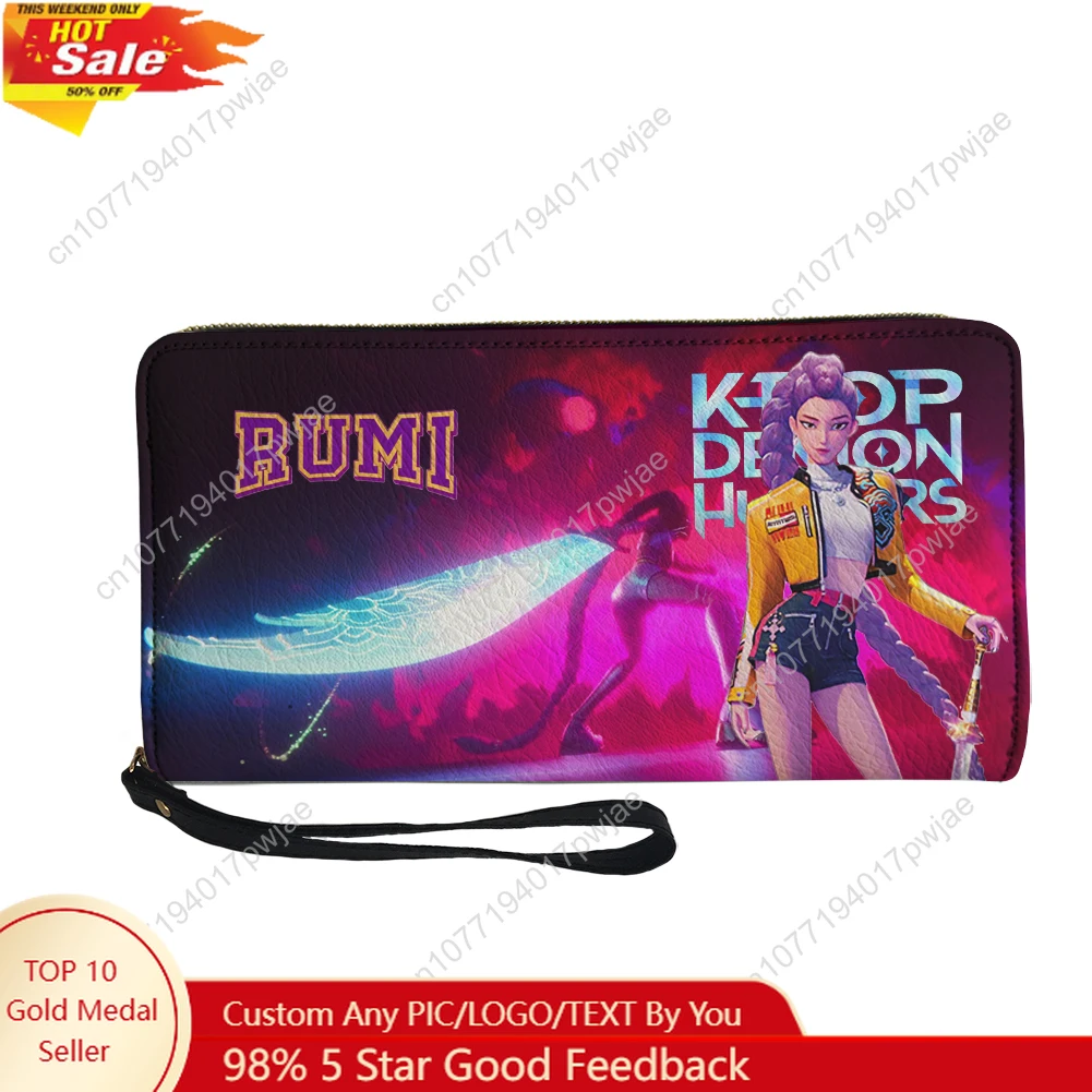 

KPop Demon Hunters Rumi Custom Wallet Purse Sprunki Mens Womens Zipper Long Wallets Double Print Portable Wallet Gift Bag