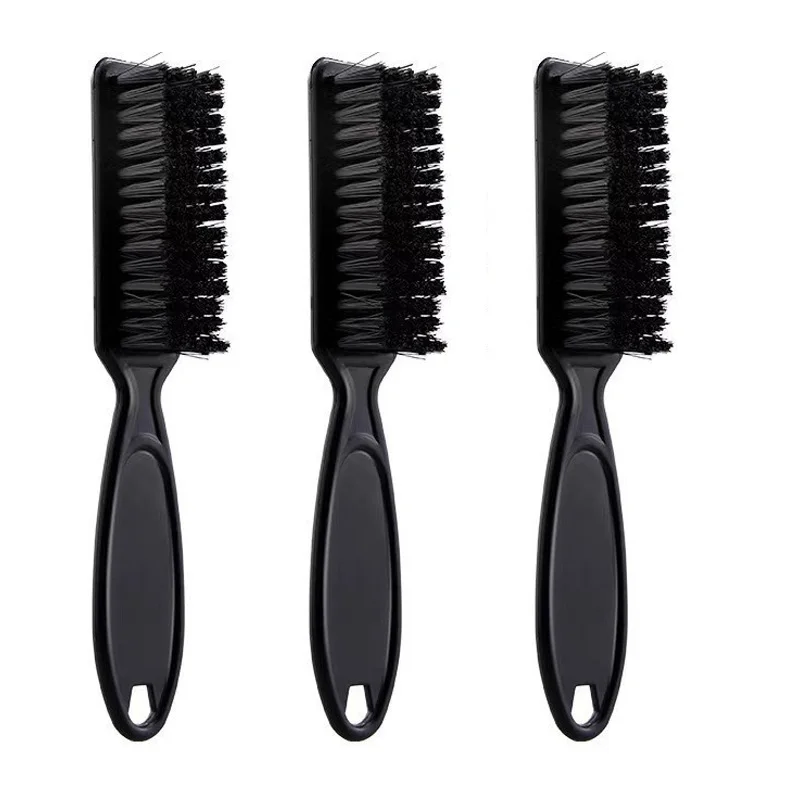 Black Small Beard Styling Brush Logo Professional Shave Beard Brush Barber Vintage Oil Head Shape Carving Cleaning Brush
