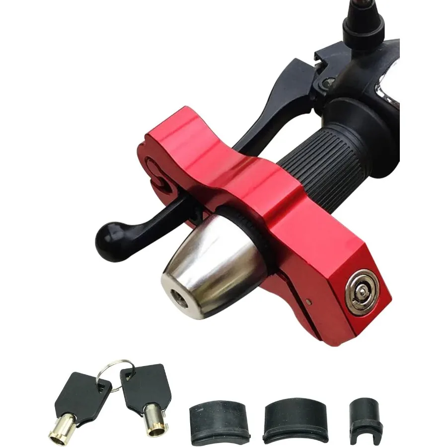 

Heavy duty adjustable motorcycle handlebar lock with 2 keys provides secure antitheft protection for motorcycles street bikes a