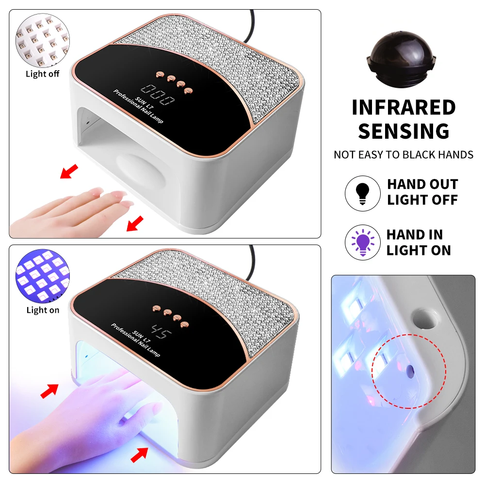SUN L7 Nail Art Lamp Professional UV Nail Dryer 45LED Lamp Beads Can Quickly Dry and Solidify Gel Nail Polish Pedicure Nail Lamp