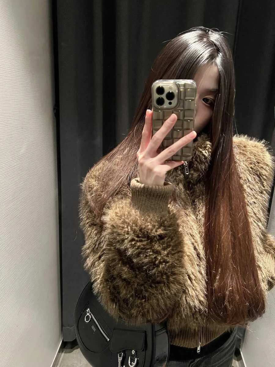 Women's ort Thiened Winter Fur Coat Stand Collar Zipper ort Sle Warm Jaet Upperwear Casual Lazy Sle Faux Fur