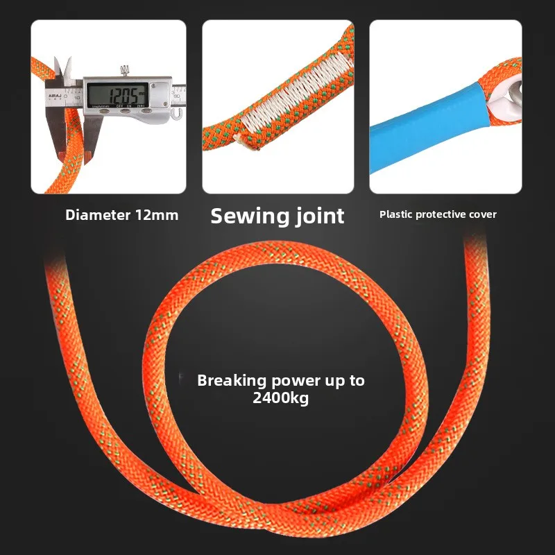 25KN High Altitude Work Safety Belt Rope Double Hook Electrician Protective Rope with Buffer Bag Anti Fall Elastic Safety Rope