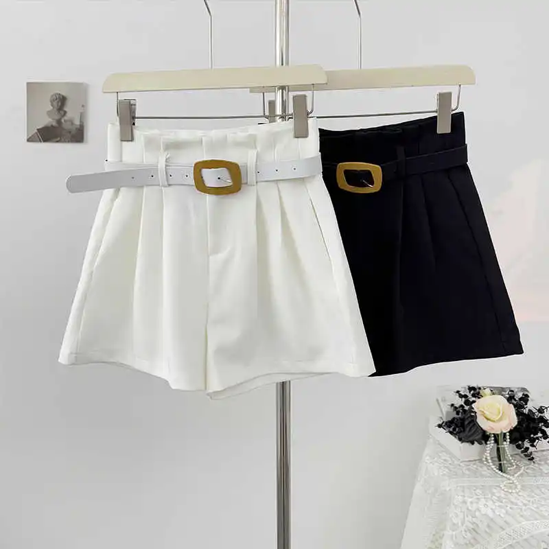 

Шорты для отдыха с широкими штанинами, женские летние модные прямые шорты трапециевидной формы с высокой талией, однотонные женские шорты в корейском стиле