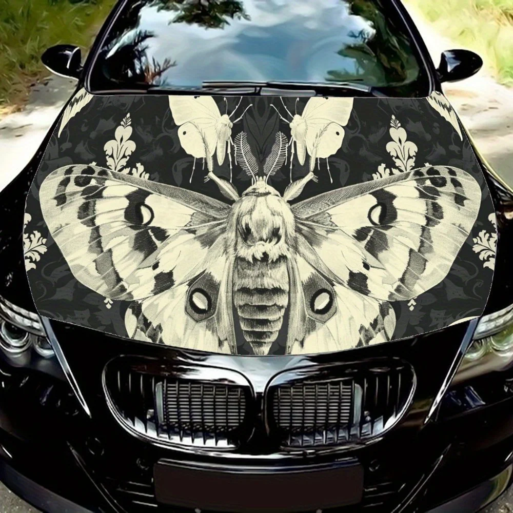 

Gothic Dark Moth Skull Car Hood Decal,Self-Adhesive PVC Hood Car Decor Scratch Resistant Sticker Protect,Auto Accessories Gift