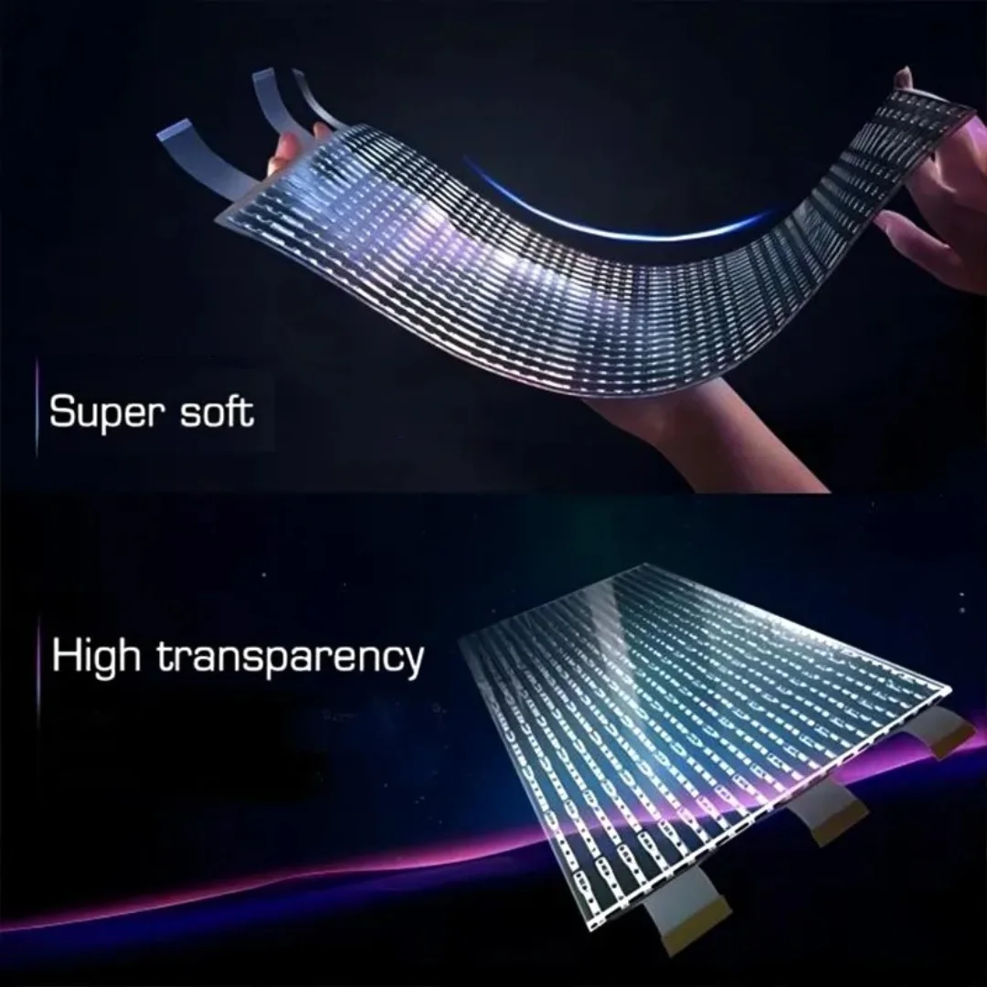 P8 داخلي مرن لاصق LED شاشة فيلم شفافة زجاج عمر طويل متانة لمراكز التسوق متاجر البيع بالتجزئة #2