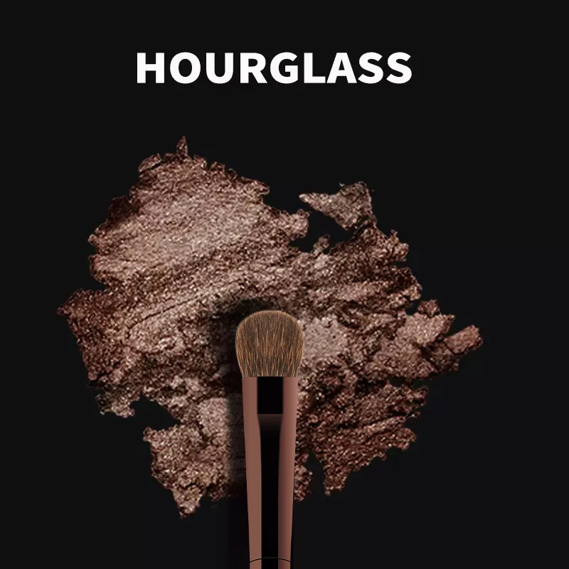 Hourglass Makeup Brush Set Mini Portable 7 Pcs, High Quality Soft Animal Hair Brush Include Eyeshadow,Blush,Powder Brush