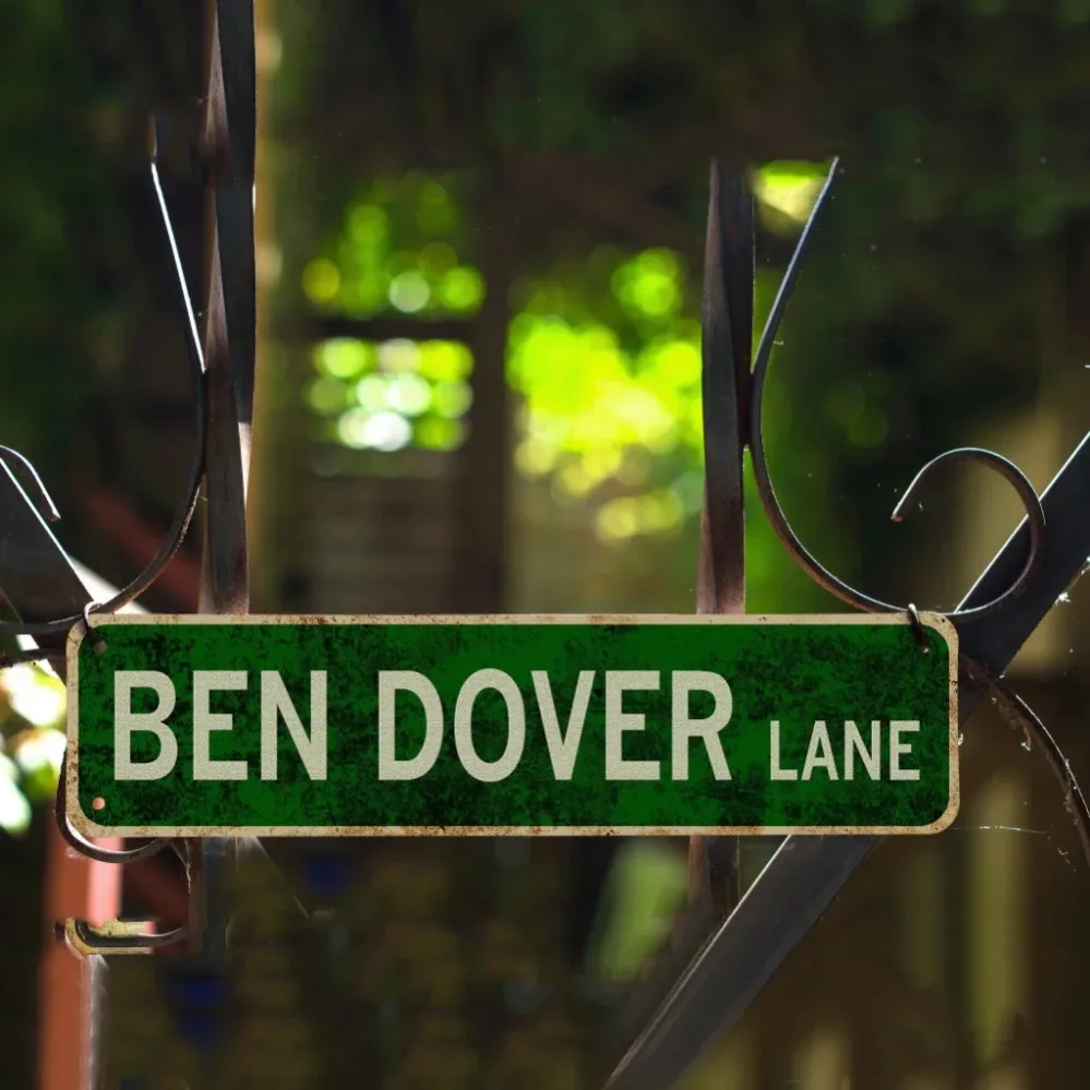 Ben Dover Lane Vintage Metal Sign | Wall Art Decor for Home, Bar, Cafe
