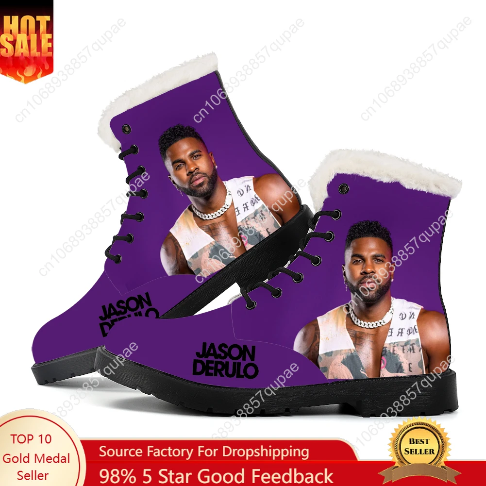 

Jason Derulo Plush Boots Music Singer Mens Womens Teenager Shoes Casual Boot Light High Quality American Rapper Customize Shoe