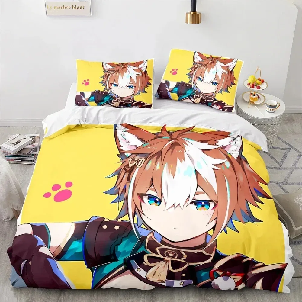 

3D Print Genshin Impact Anime Game Bedding Set Double Twin King Duvet Cover Comforter Pillowcase Boys Girls Adults Bedroom