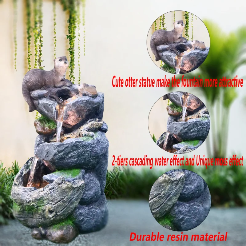 المناظر الطبيعية فناء قائم بذاته 3-طبقات المتتالية روك شلال نافورة قضاعة تمثال نافورة الماء في الهواء الطلق مع أضواء الولايات المتحدة الأمريكية