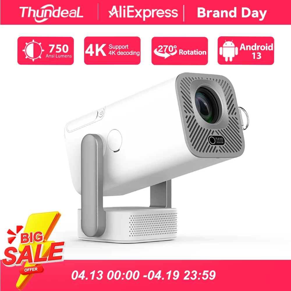 Мини-проектор ThundeaL HD TD80 Pro Full HD 1080P 4K с Wi-Fi, портативный проектор Android TD80Pro для домашнего кинотеатра (аналог TD80W)