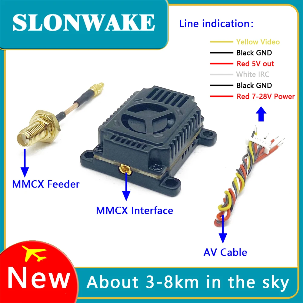 SLONWAKE FPV 5,8G 4 Вт VTX-передатчик 25 МВт/400 МВт/1000 МВт/2000 МВт/4000/ МВт Регулируемый видеопередатчик