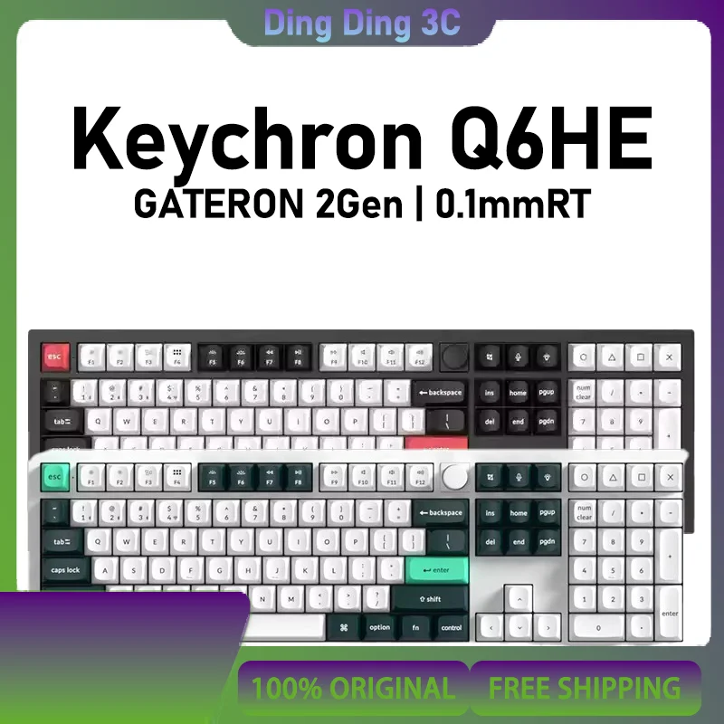 

Keychron Q6HE Three Mode Wireless Customized Magnetic Switch Keyboard Gaming Office 108Keys Aluminum RT0.1MM Laptop Gift PC