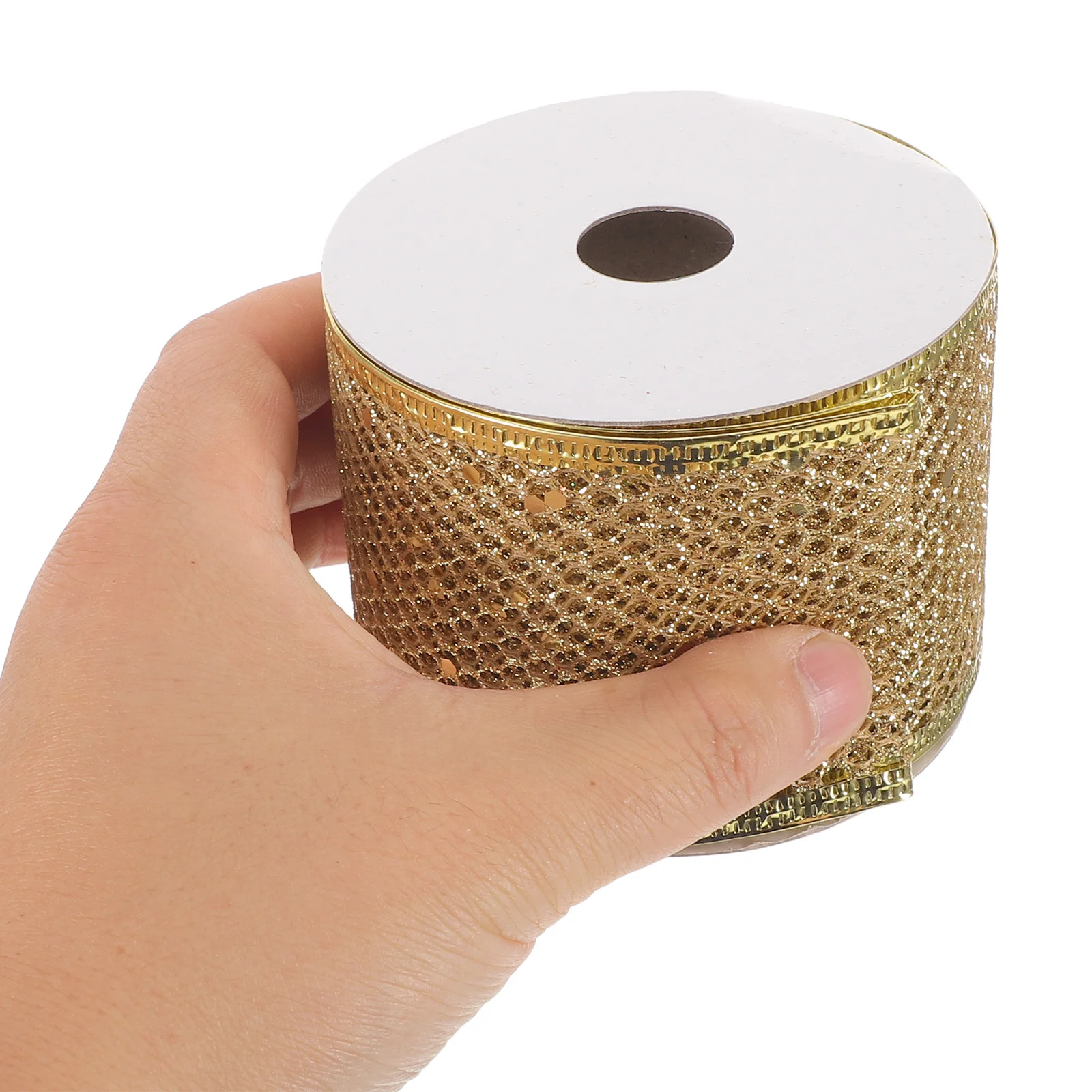 

6Cm Glitter Ribbon For Present Wrapping Holiday Wreath Making Craft Bow Gold Mesh Sequin Wired Edge Fall Harvest Thanksgiving