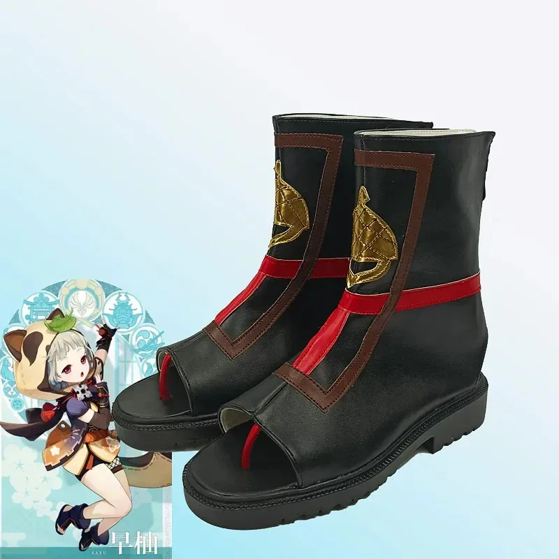 

Game Genshin Impact Theme Anime Sayu Cos Shoes Pu Leather Comfortable Boots Highly Restored Cosplay Clothing Accessories