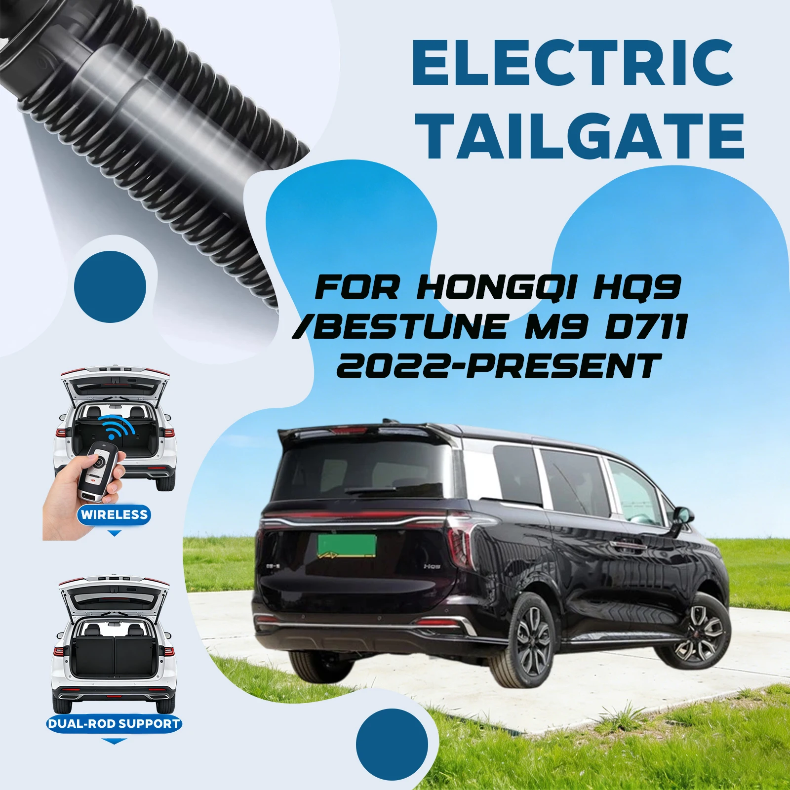 

For Hongqi HQ9/Bestune M9 D711 2022-present Electric Tailgate with Sensor Trunk Anti-pinch Memory Height Intelligent Operation