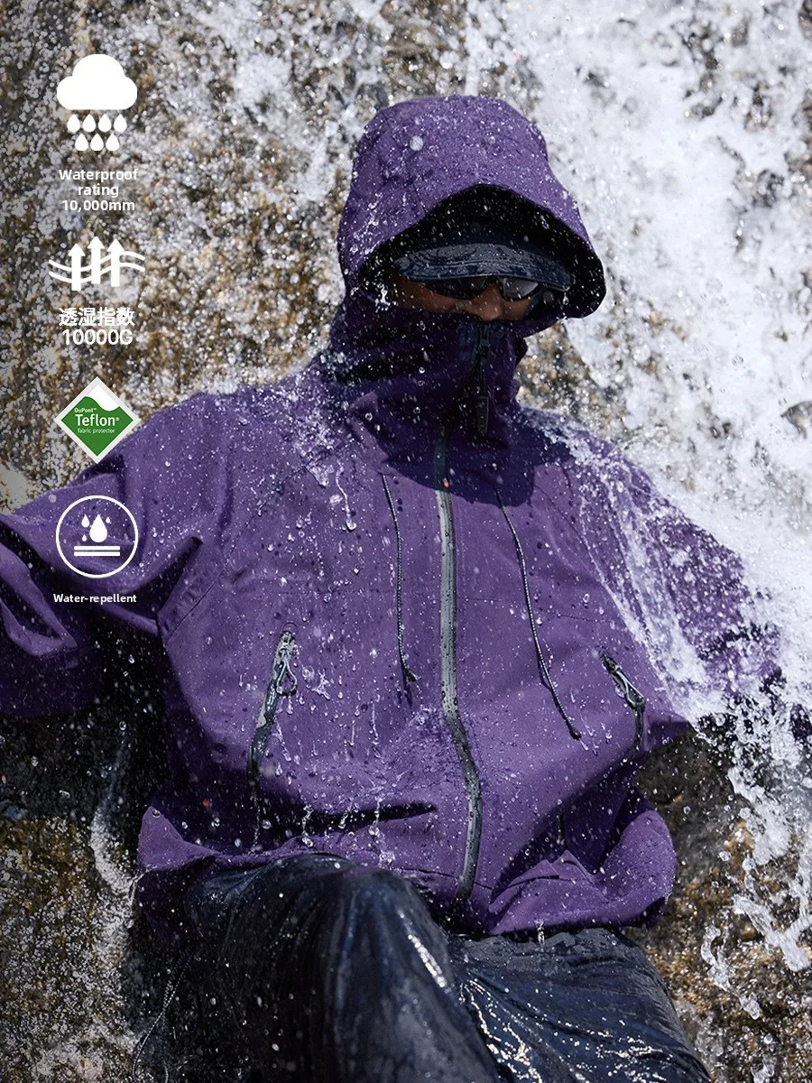 Outdoor Men's Fleece Lined Hard  Jacket Windproof Three in One Hooded Three Dimensional Climbing Coat Spring Autumn Winter