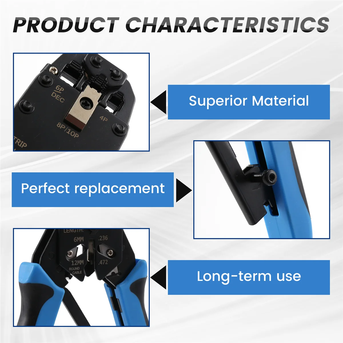 SMIEA RJ45 Network Crimper 10P 8P 6P 4P Crimping Tools Stripper for RJ45 RJ11 RJ12 RJ50 Connector Ethernet Cable