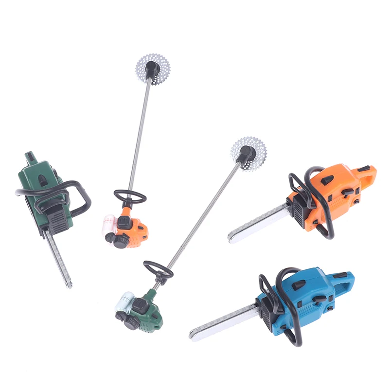 Unassembled Dollhouse Chain Saw Lawn Mower Model Simulation Repair Tool Saw 1:12 Dolls Houses Miniature Furniture Accessories