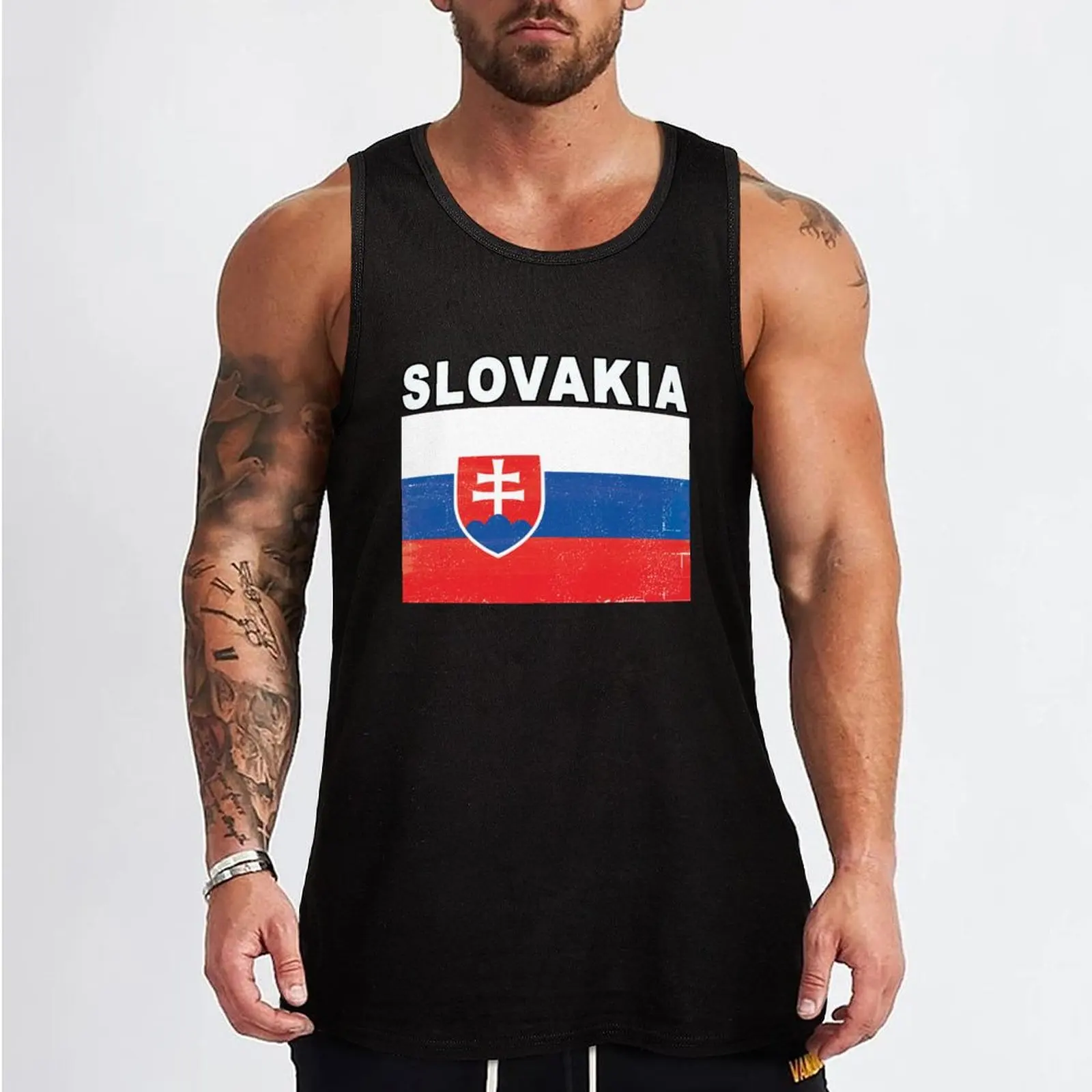 Slovakia Distressed Flag Sports Design Tank Top Men's singlets bodybuilding men clothes