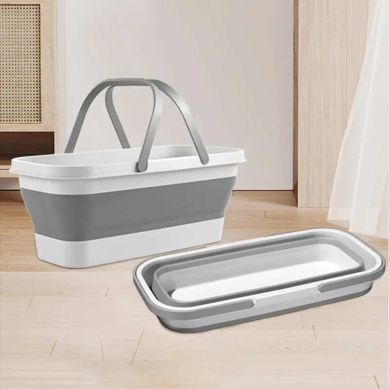 Folding Basin Foldable Mop Bucket With Double Handle Folding Washbasin For Cleaning Portable Washing High-Capacity Bucket